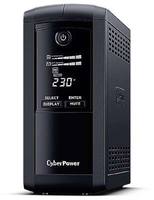 ИБП CyberPower VP1000ELCD {Line-Interactive, Tower, 1000VA/550W USB/RS-232/RJ11/45  (4 EURO), 12В/9 Ач х 1}