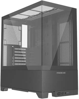 Корпус PowerCase Vision Black V2, черный, ATX, без БП (CVBAV2-L0)