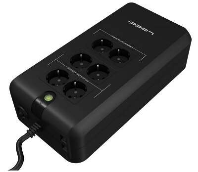 ИБП IPPON Back Verso 800 black (резервный, 800VA, 420W, 2+4xEURO, RJ-45/RJ-11) (751623)