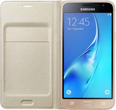 Чехол-книжка Samsung для Samsung Galaxy J3 Flip Wallet, золотой (EF-WJ320PFEGRU)