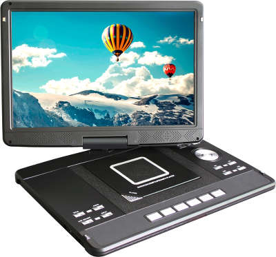 Плеер портативный Rolsen RPD-13D08D 14.1"/1366x768/поворотный экран/DVD/CD SD/MMC черный