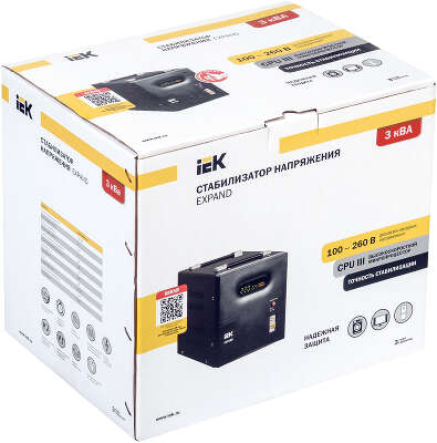 Стабилизатор напряжения IEK Expand 3кВА однофазный черный (IVS21-1-003-11)
