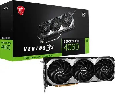 Видеокарта MSI PCI-E 4.0 RTX 4060 VENTUS 3X 8G NVIDIA GeForce RTX 4060 8Gb 128bit GDDR6 2460/17000 HDMIx1 DPx3 HDCP Ret
