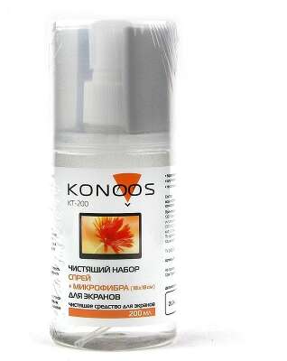 Konoos KT-200 Набор Konoos для ЖК-экранов (спрей 200 мл +салфетка)