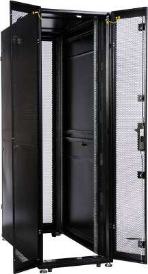 Шкаф серверный ЦМО (ШТК-СП-42.6.10-44АА-9005) напольный 42U 600x990мм пер.дв.перфор. задн.дв.перфор. 2 бок.пан. направл.под закл.гайки 1350кг черный 690мм 139кг 120град. 1950мм IP20 сталь с силовыми розетками укомплектованный