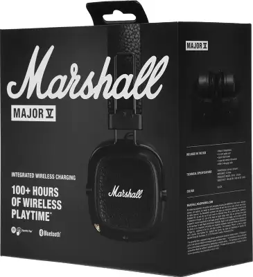 Гарнитура накладные Marshall Major V черный беспроводные bluetooth оголовье (MAJOR V BLACK)