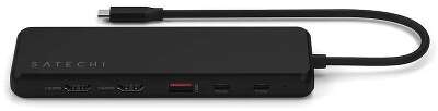 Адаптер Satechi 13-in-1 USB-C&2хHDMI&1хDP&4хUSB-А&1хEthernet Port&2хUSB-C PD&1хAudio 3.5 mm Triple Display Multiport Adapter. Цвет: черный