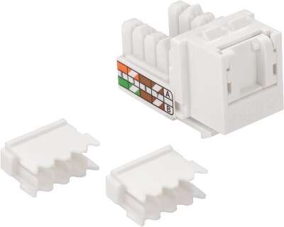 Розеточный модуль Модуль Keystone, RJ45, неэкранированный, кат.5E, со встроенной шторкой, 90 градусов, белый