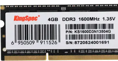 Память DDR3 4GB 1600MHz Kingspec KS1600D3N13504G RTL PC3-12800 CL11 SO-DIMM 204-pin 1.35В single rank Ret