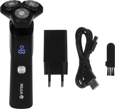 Бритва роторная Vitek Euphoria VT-2369 реж.эл.:3 питан.:элек.сеть/аккум. черный