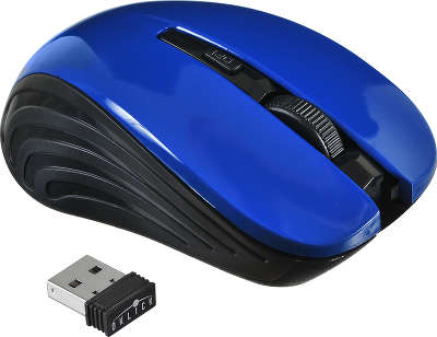 Мышь беспроводная USB Oklick 545MW 1600 dpi, чёрная/синяя