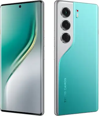 Смартфон Tecno Camon 40 Pro 5G 256Gb 12Gb зеленый моноблок 3G 4G 2Sim 6.78" 1080x2436 Android 15 50Mpix 802.11 a/b/g/n/ac/ax NFC GPS GSM900/1800 GSM1900 Protect FM