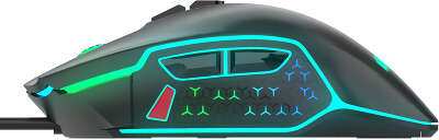 Игровая мышь HIPER DRAKKAR чёрная (USB, 8 кнопок, 4000 dpi, PMW3327, RGB подсветка, регулировка веса)
