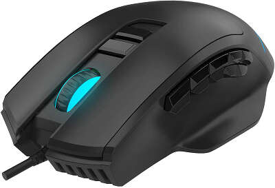 Игровая мышь HIPER Quantum QM-1 чёрная (USB, 15 кнопок, 5000 dpi, сменные панели, RGB подсветка)