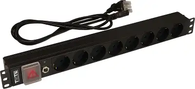 Блок распределения питания Lanmaster TWT-PDU19-10A8P-3.0 гор.размещ. 8xSchuko базовые 10A Schuko 3м