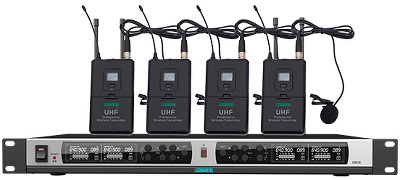 Радиосистема DSPPA Беспроводная микрофонная система True Diversity UHF (4 микрофона клипсового типа)