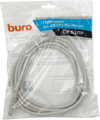 Патч-корд Buro UTP-6-3M-G UTP 4 пары cat.6 CCA molded 3м серый RJ-45 (m)-RJ-45 (m)