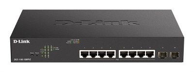 коммутатор D-Link Настраиваемый L2 PoE-коммутатор, 8х1000Base-T PoE, 2x1000Base-X SFP, PoE-бюджет 130 Вт