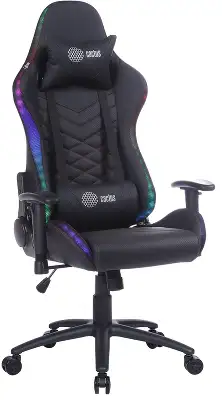 Кресло игровое Cactus CS-CHR-0099BLR с RGB-подсветкой черный/красный экокожа с подголов. крестов. сталь