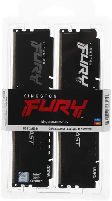 Память DDR5 2x32GB 5600MHz Kingston KF556C40BBK2-64 Fury Beast RTL Gaming PC5-44800 CL40 DIMM 288-pin 1.25В dual rank с радиатором Ret