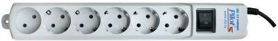 Сетевой фильтр Pilot S 6 розеток (5 евро + 1 б/зазем.) 5 м/ Surge protector ZIS Pilot S 5m, 6 outlets (5+1), white