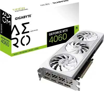 Видеокарта GIGABYTE NVIDIA nVidia GeForce RTX 4060 AERO OC 8Gb DDR6 PCI-E 2HDMI, 2DP