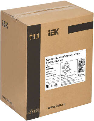 Удлинитель силовой IEK Industrial (WKP15-16-04-50) 3x1.5кв.мм 4розет. 50м ПВС 16A катушка желтый