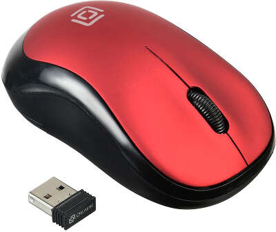 Мышь беспроводная USB Oklick 655MW 1000 dpi, чёрная/красная