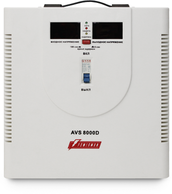 Стабилизатор POWERMAN AVS 8000D, ступенчатый регулятор, цифровые индикаторы уровней напряжения, 8000ВА, 140-260В, максимальный входной ток 40А, клеммная колодка, IP-20, напольный, 410мм х 280мм х 310мм, 13.5 кг./ Stabilizer POWERMAN AVS 8000D, step-type r