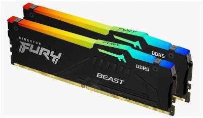 Модуль памяти Kingston 32GB DDR5 5600 DIMM FURY Beast Black RGB kit 2*16,Non-ECC, CL40, 1.25V, 288-pin RTL
