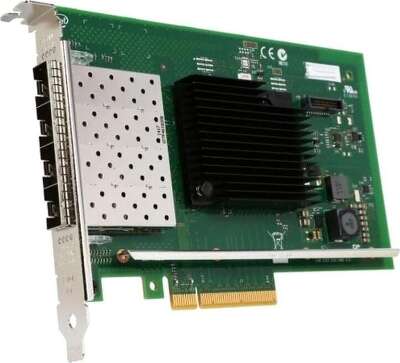 Сетевой адаптер Intel Ethernet Converged Network Adapter X710-DA4, 10Gb Quad Ports SFP+, open optics, transivers not included, LP and FH brackets included (analog X710DA4G2P5, X710DA4FHBLK, EX710DA4G1P5)